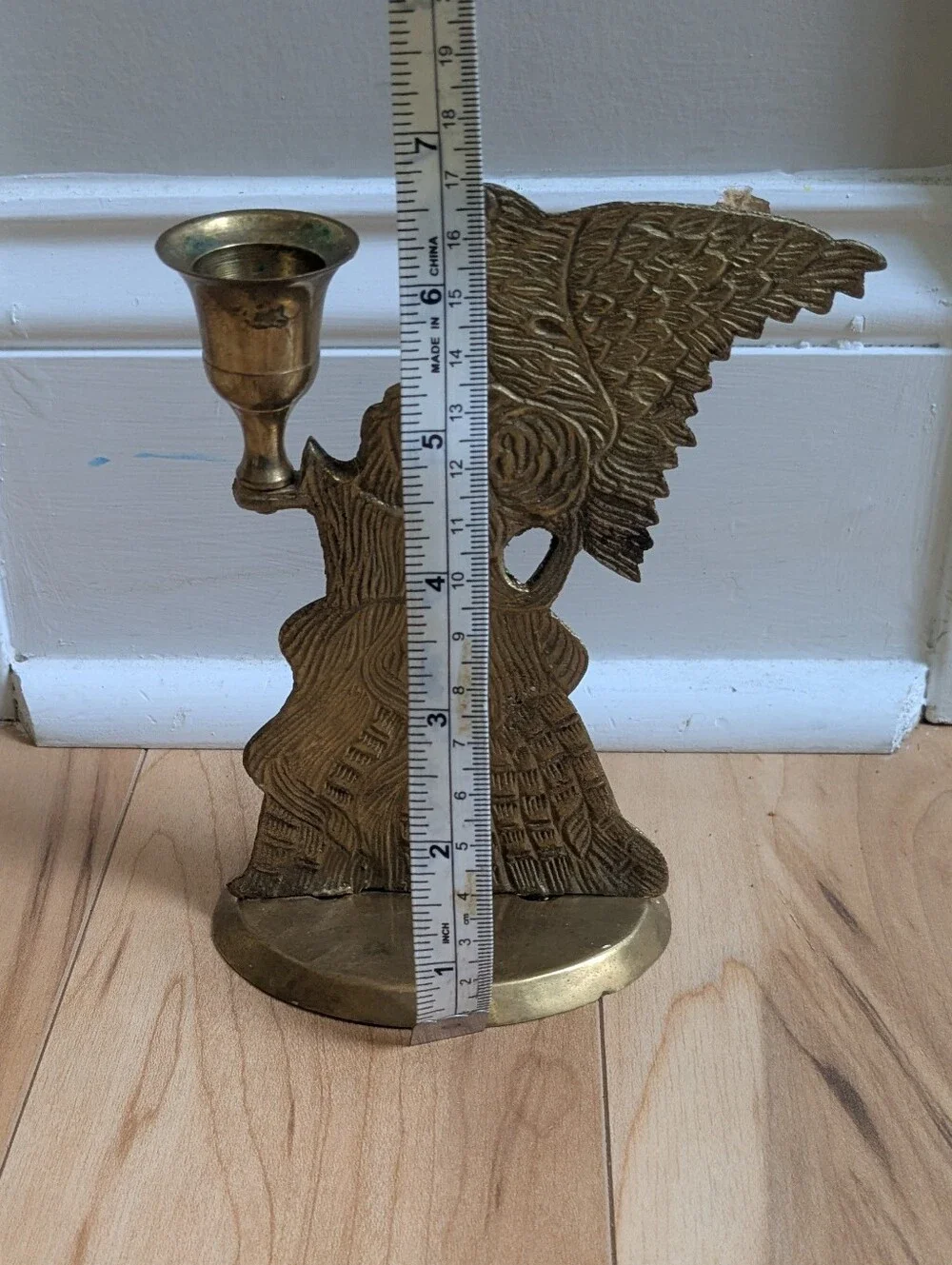 Vintage Large Angel Solid Brass Candle Holder